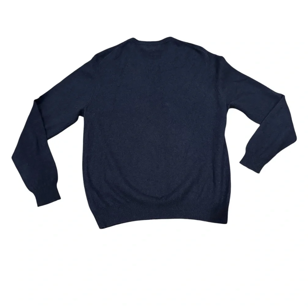 Allen Solly Men's Cashmere Navy Blue V-Neck Business Casual Sweater L